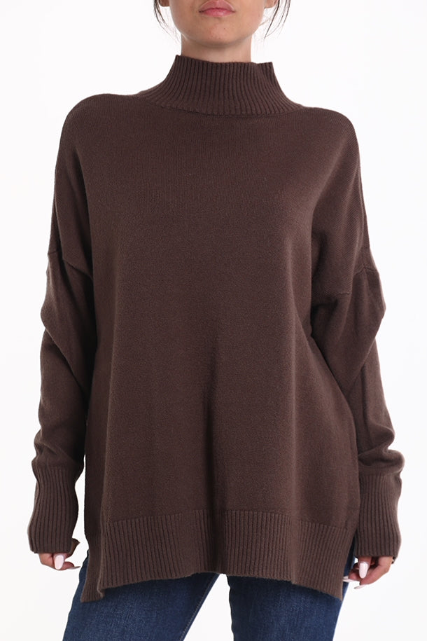 Camisola de malha castanho