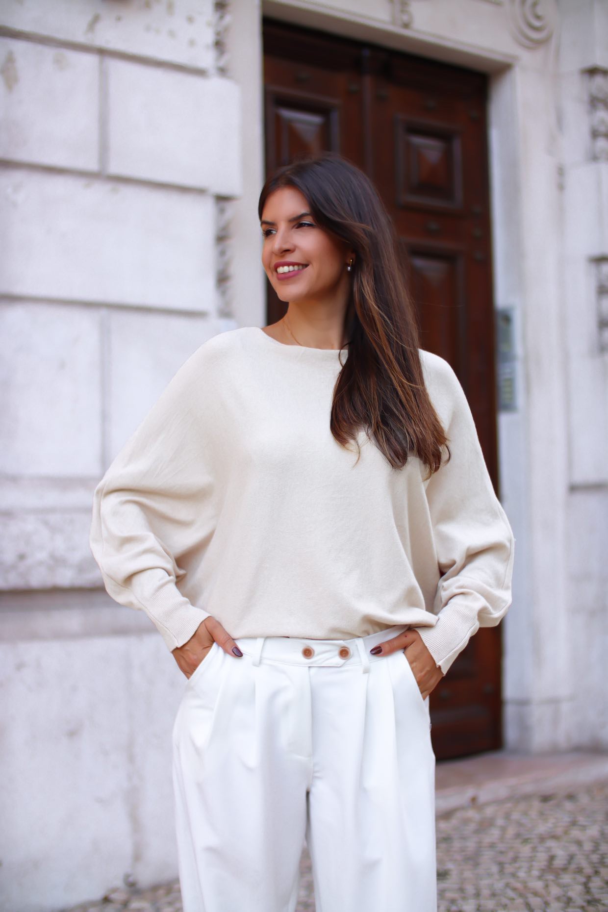 Camisola de malha marfim