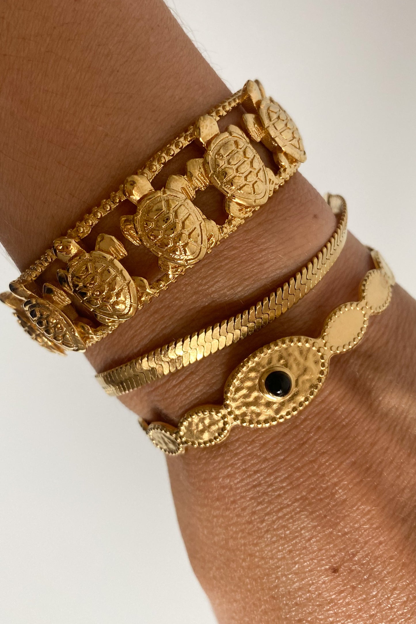 Conjunto de 3 pulseiras em aço inoxidável ajustável