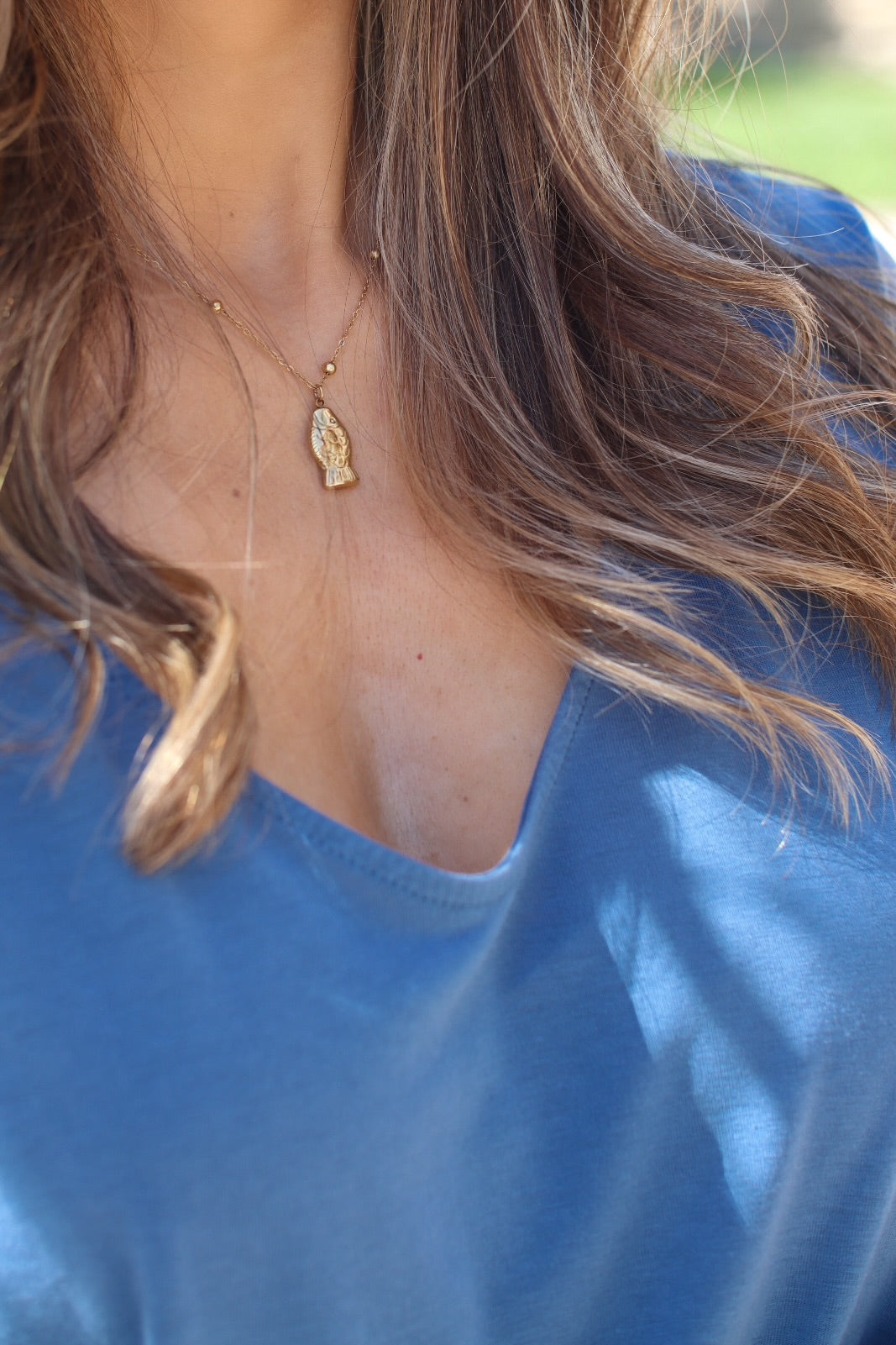 Stainless steel necklace with 2 pendants