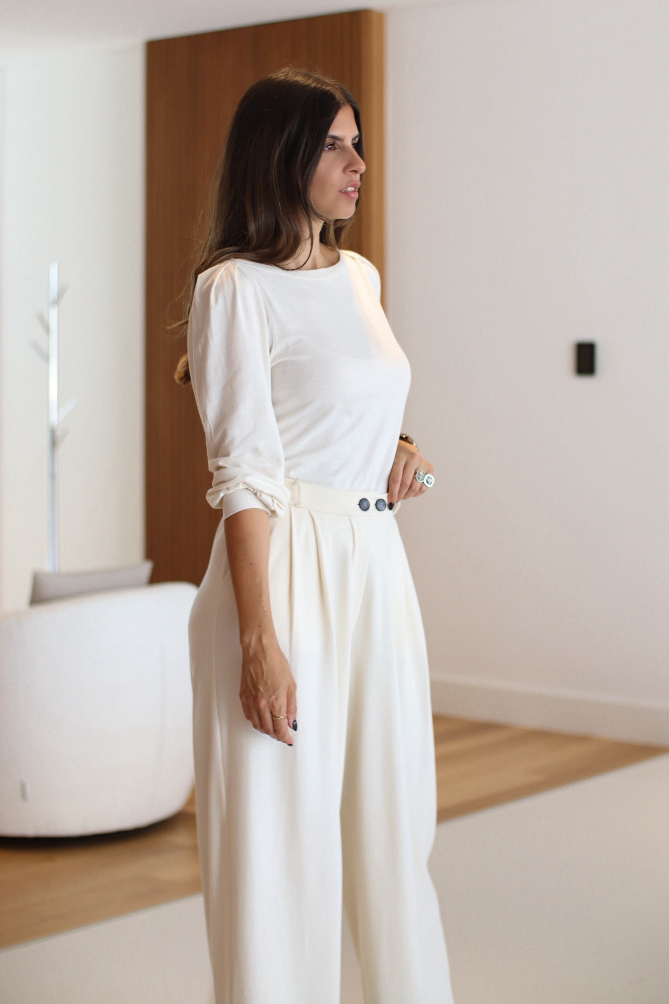 Blusa Essência Pregas Marfim