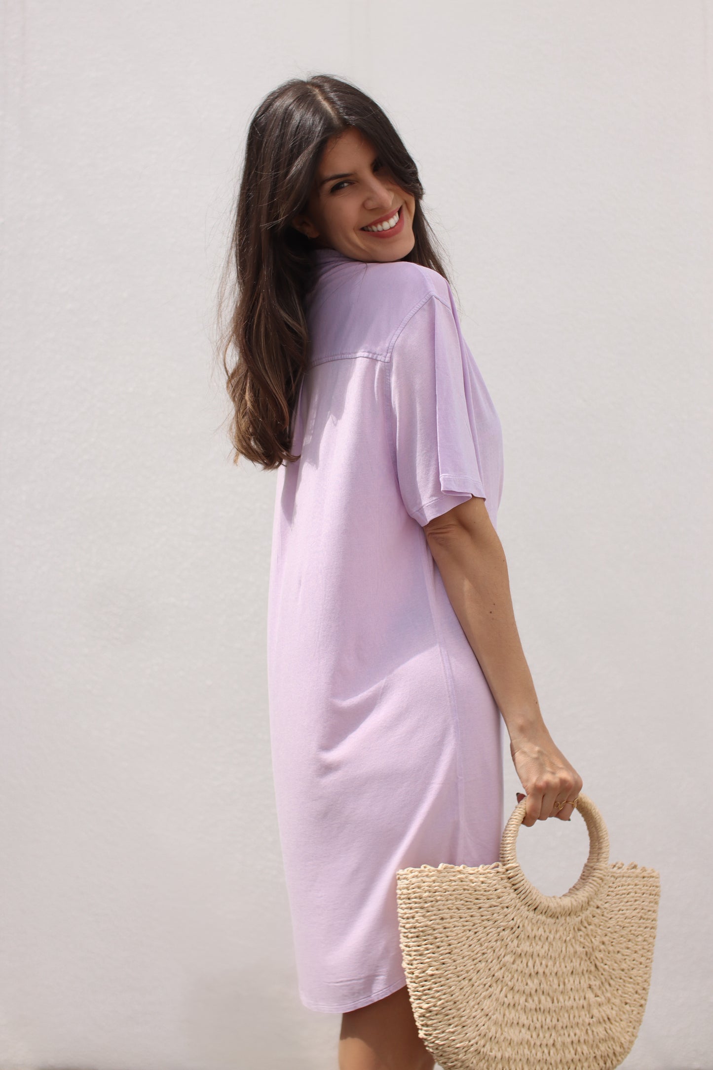 Camisa simplicidade em liocel cor lavanda - Promoção até 20 de fevereiro