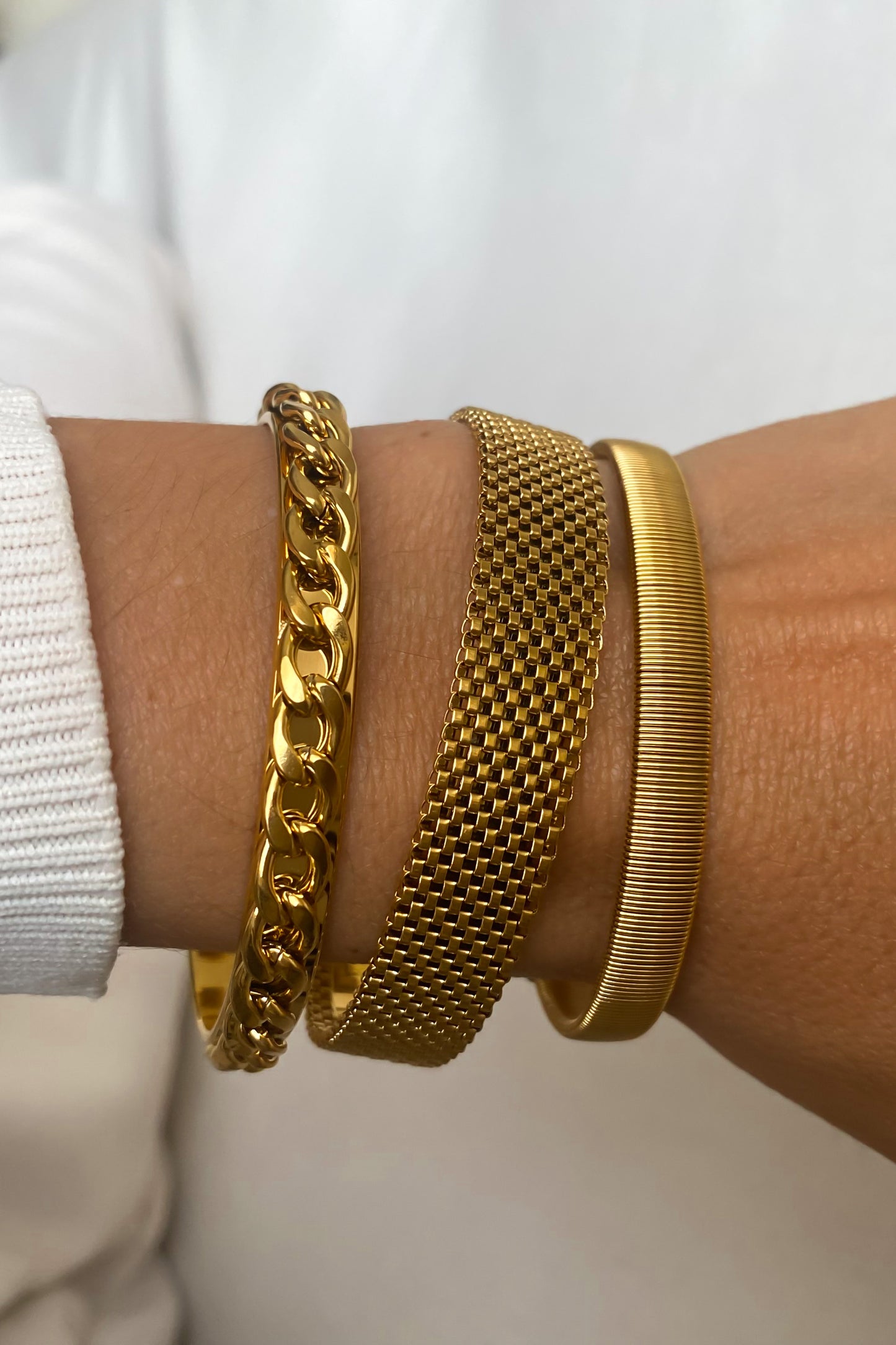 Conjunto de 3 pulseiras em aço inoxidável ajustável