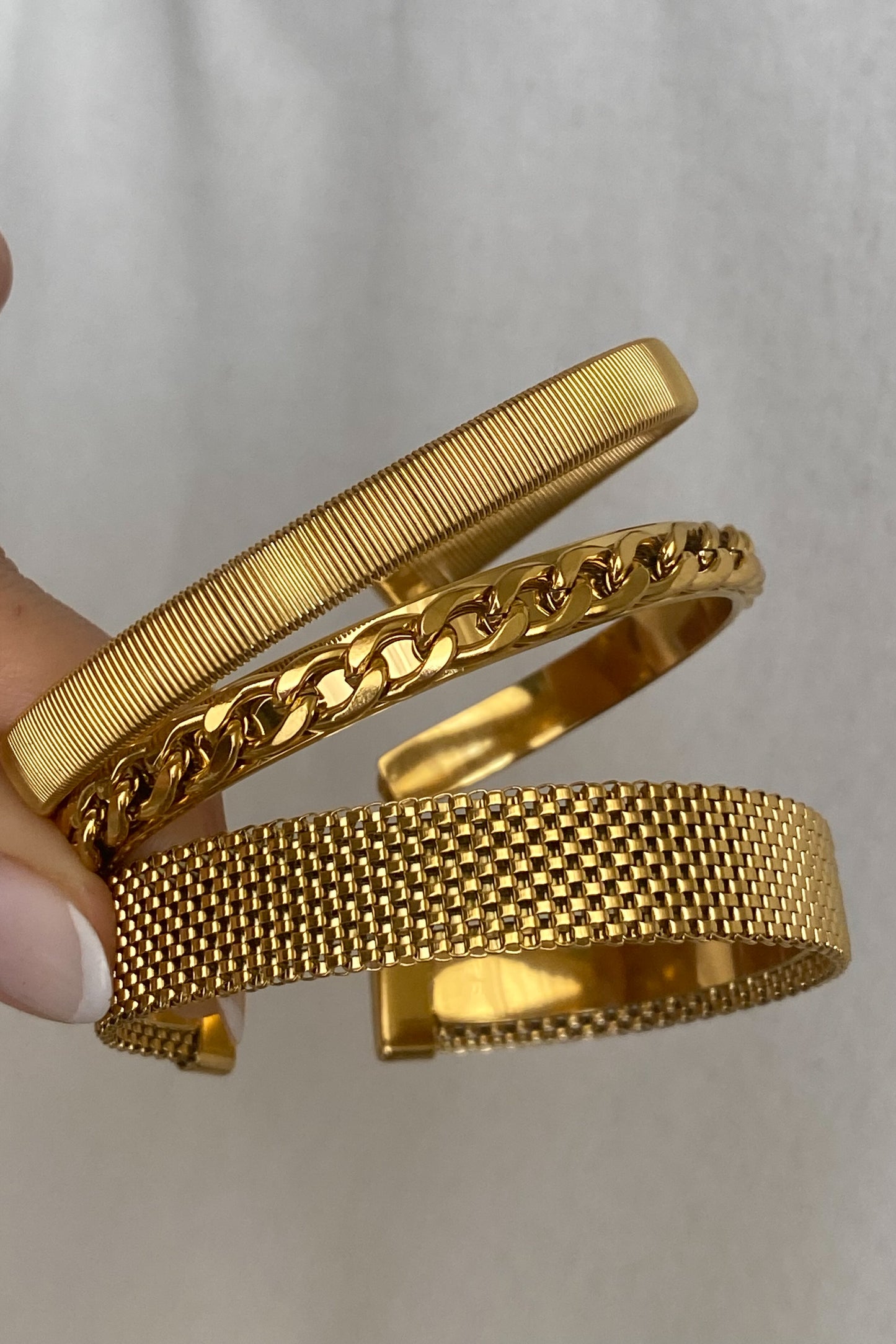 Conjunto de 3 pulseiras em aço inoxidável ajustável