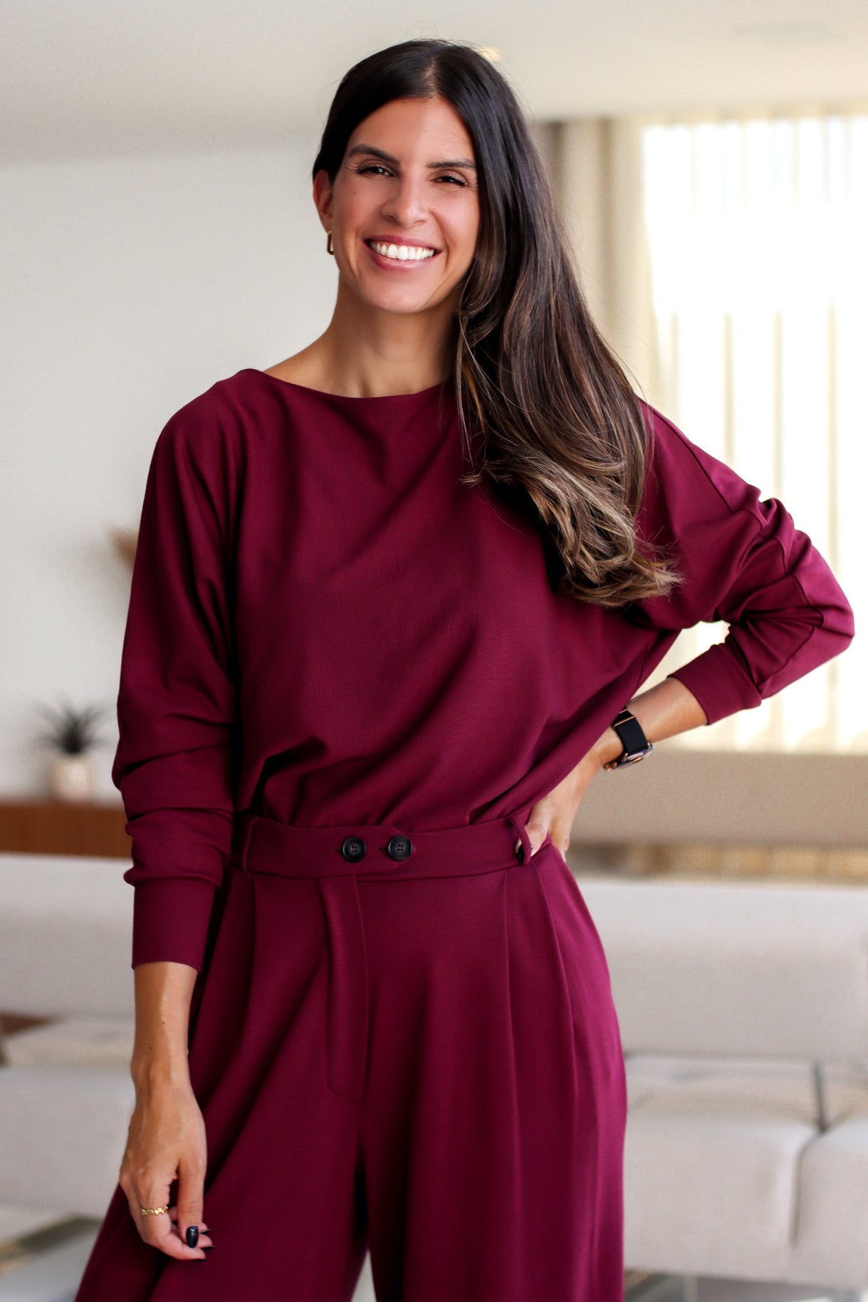 Blusa Morcego Essência - Bordô