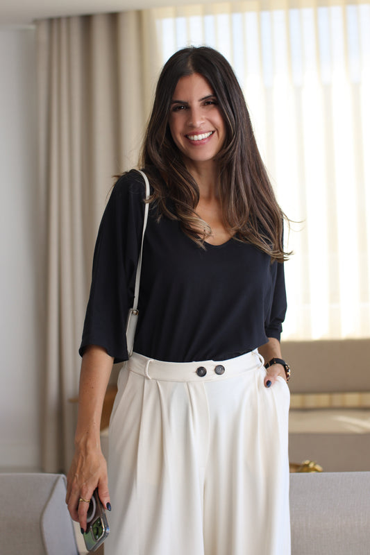 Blusa simplicidade em liocel cor preto