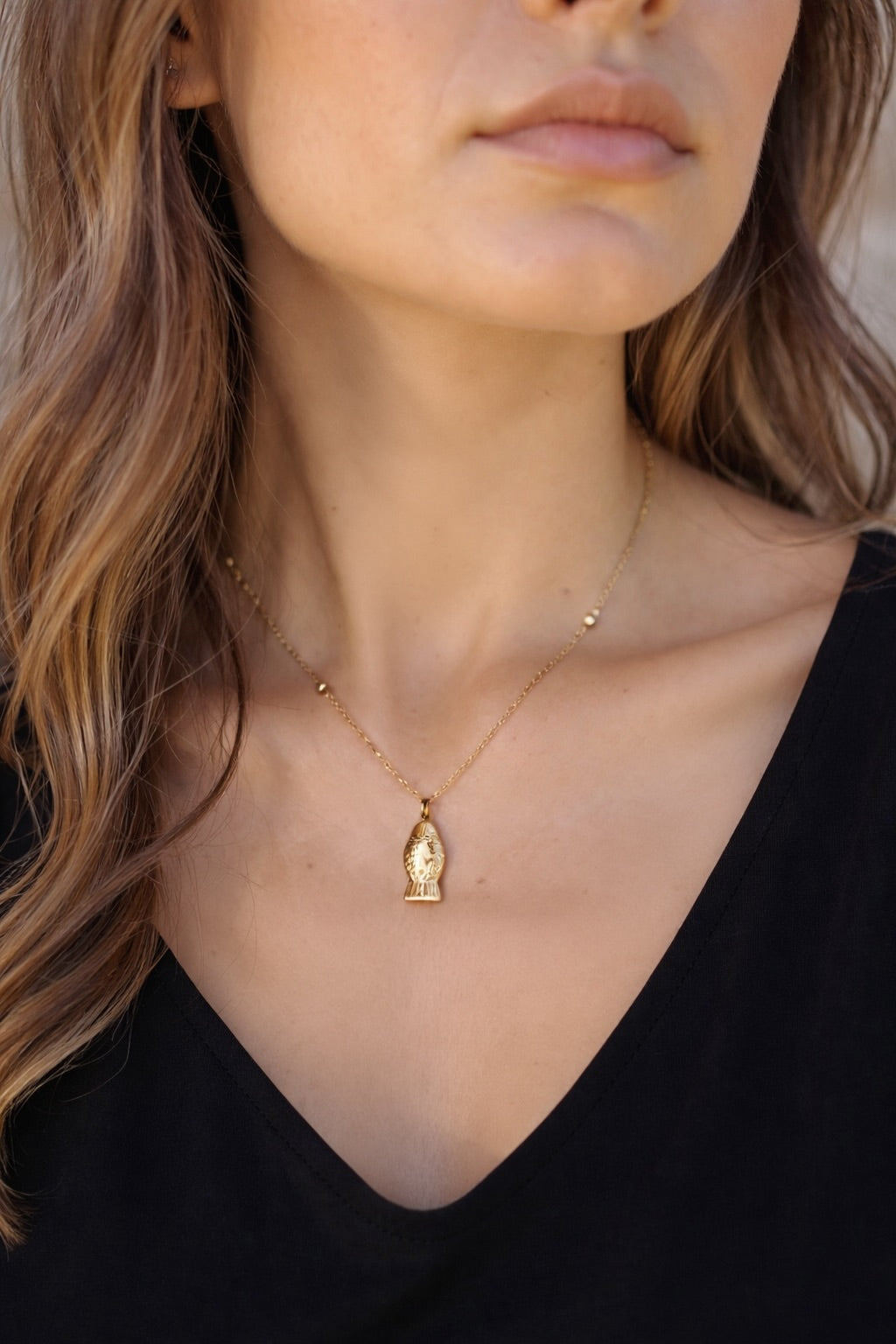 Stainless steel necklace with 2 pendants