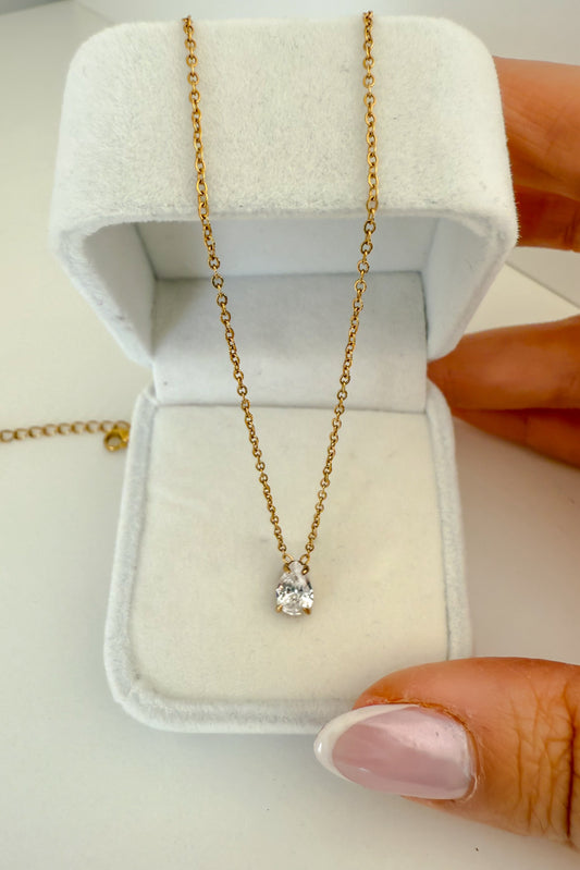 Colar pedra em aço inoxidável