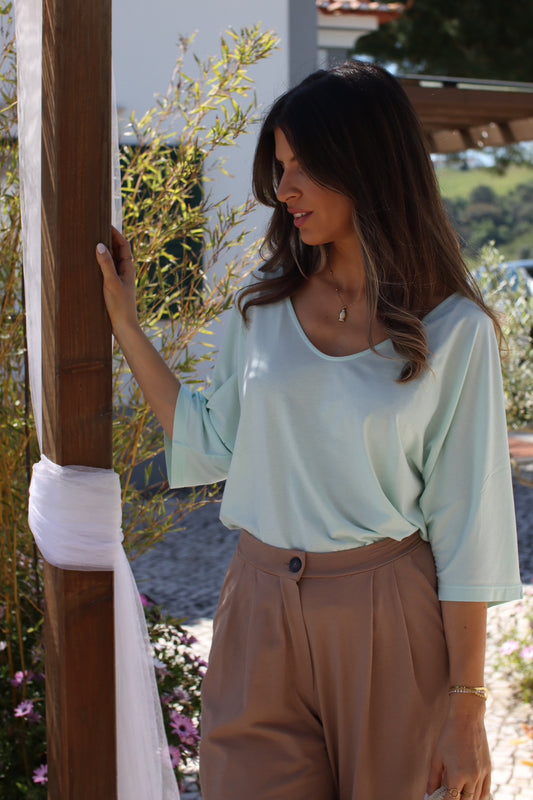Blusa simplicidade em liocel cor menta