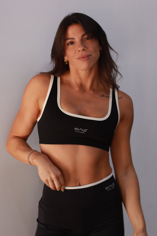 Top lycra brasileira - preto e marfim