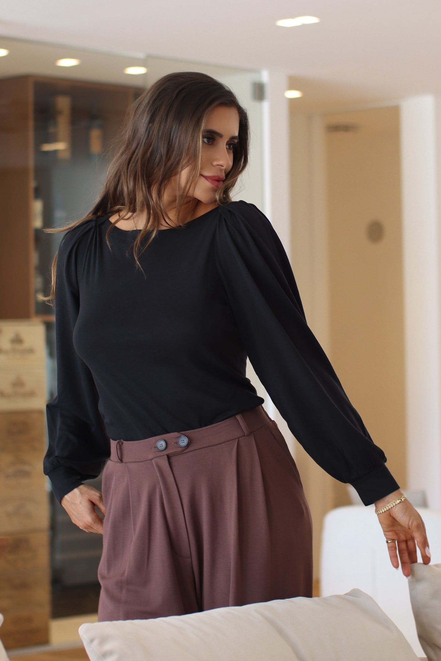 Blusa Essência Pregas Preto