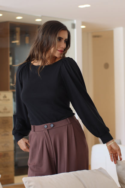 Blusa Essência Pregas Preto