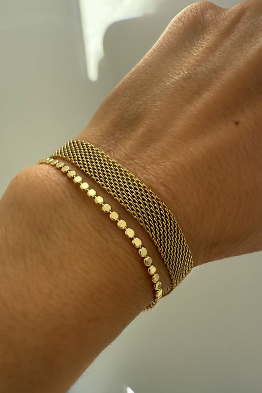 Conjunto de 2 pulseiras em aço inoxidável ajustável dourada