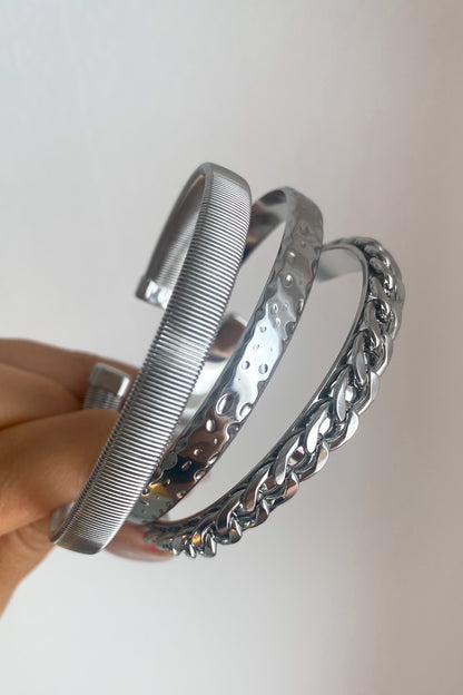 Conjunto de 3 pulseiras em aço inoxidável ajustável