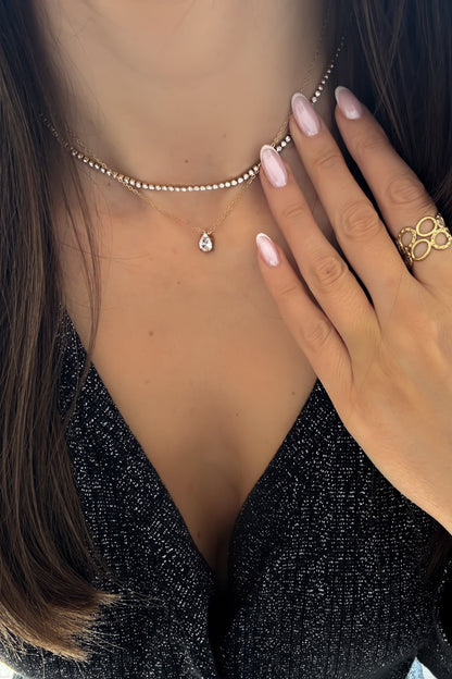 Colar pedra em aço inoxidável