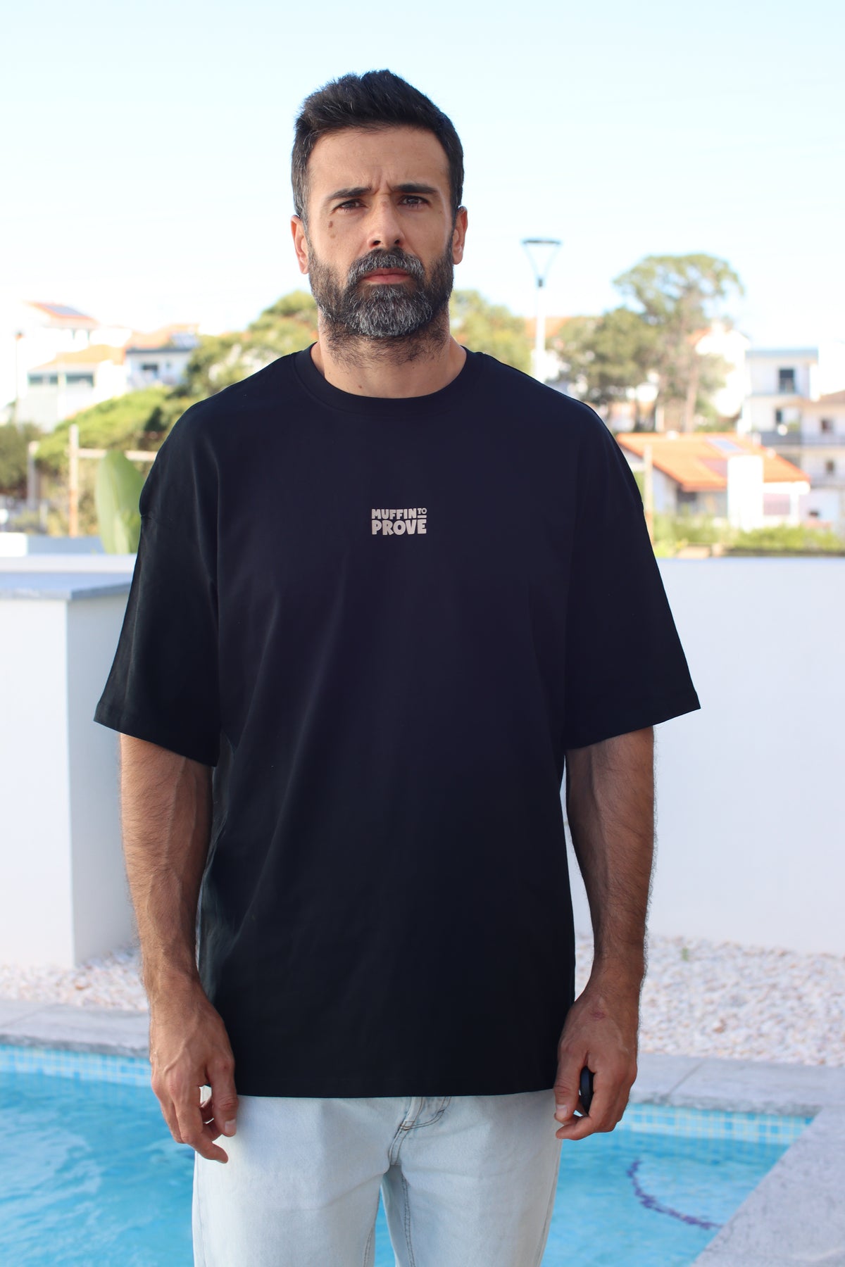 T-shirt oversize unisexo em algodão orgânico preto