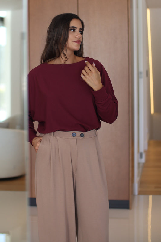 Blusa Morcego Essência - Bordô
