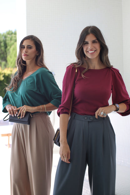 Blusa Essência Pregas Bordô