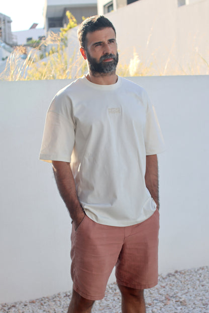 T-shirt oversize unisexo em algodão orgânico marfim