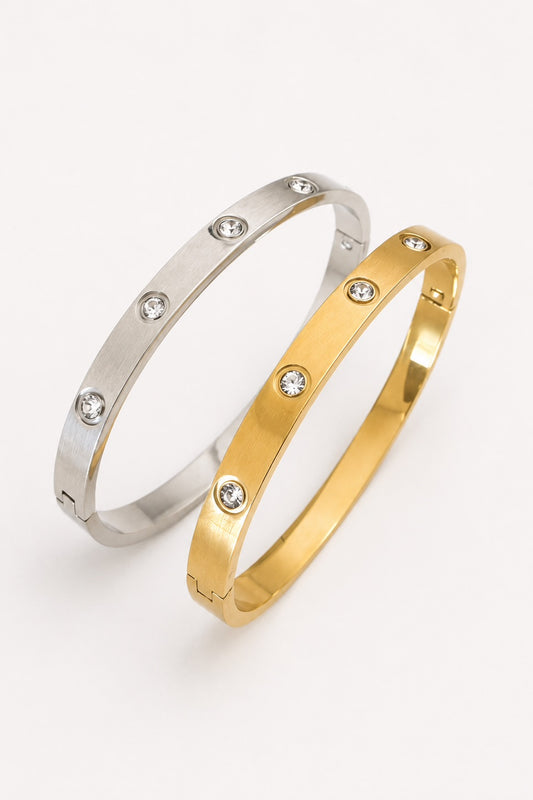Conjunto de 2 pulseiras em aço inoxidável ajustável dourada - Promoção até 30 de agosto