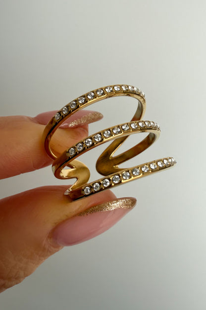 Anel ajustável em aço dourado