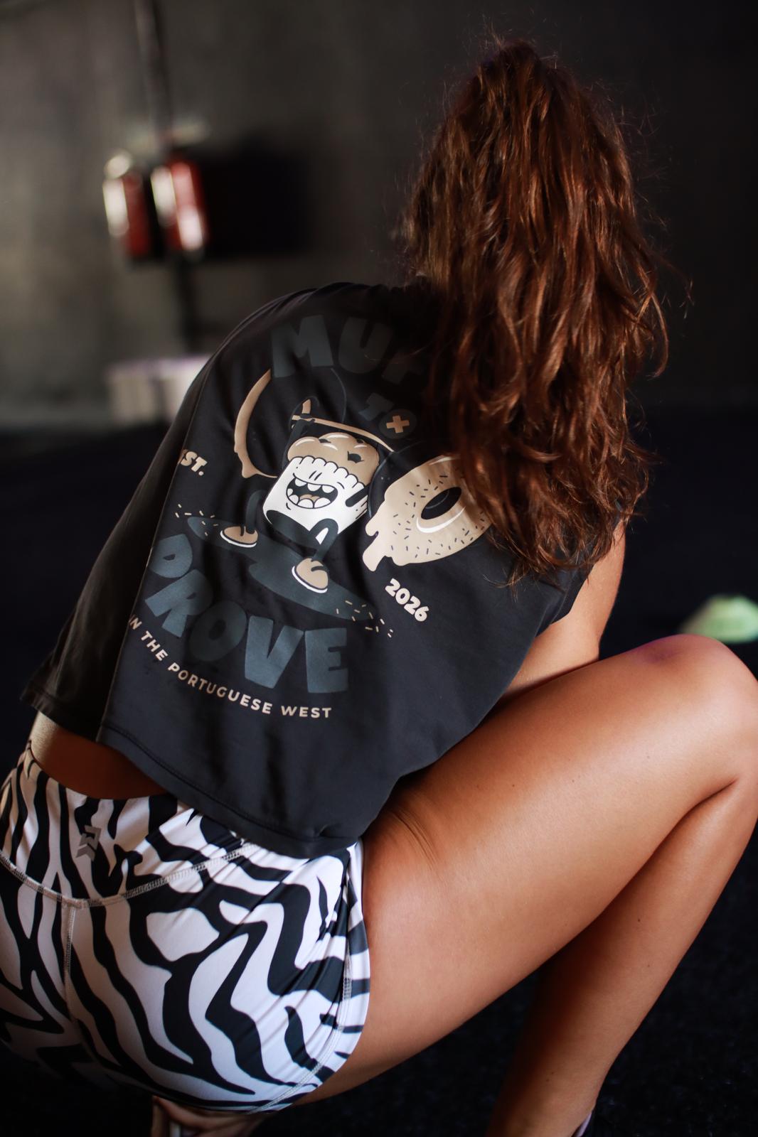 Croptop em algodão orgânico preto lavado