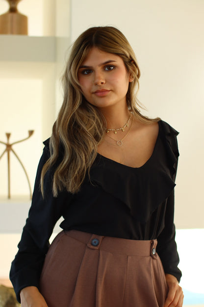 Blusa liocel boho preto