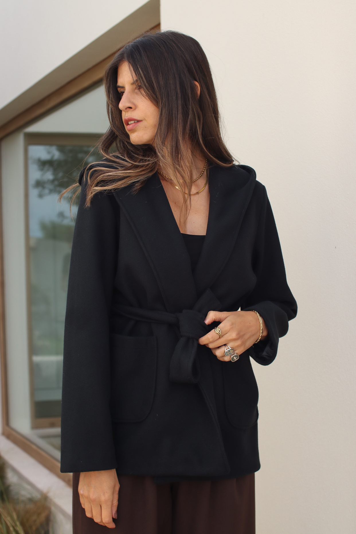 black knit coat