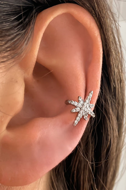 Brinco - Earcuff com cristais em cor prata