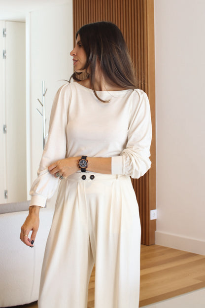 Blusa Essência Pregas Marfim