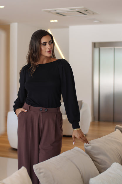 Blusa Essência Pregas Preto