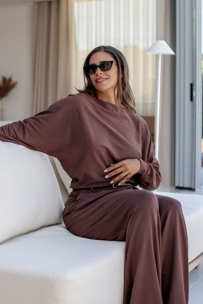 Blusa Morcego Essência - Castanho