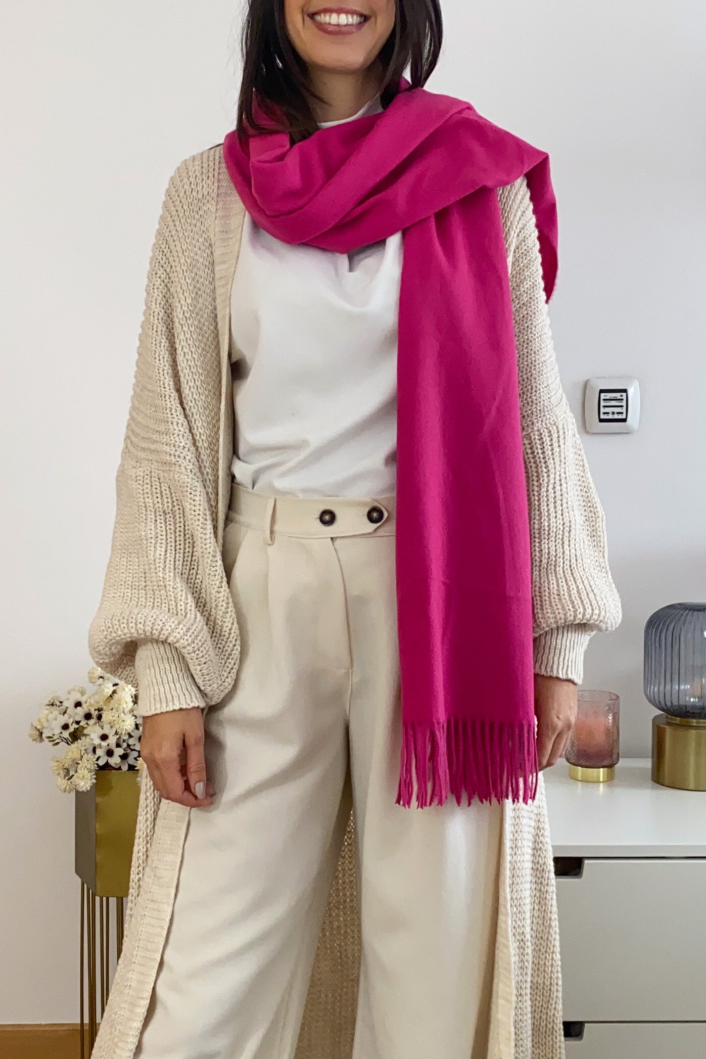 fushia cashmere scarf
