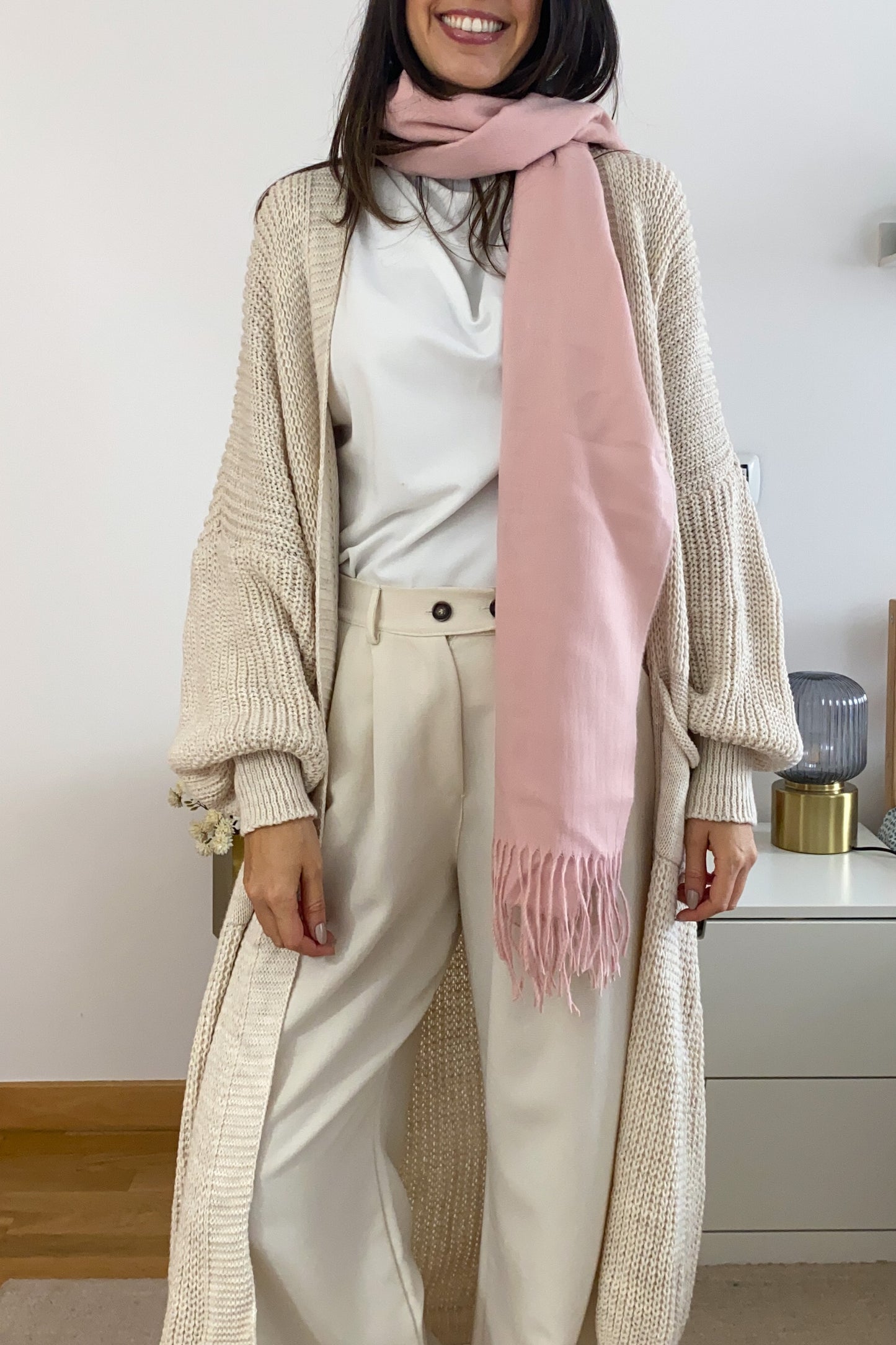 Cachecol cashmere rosa claro